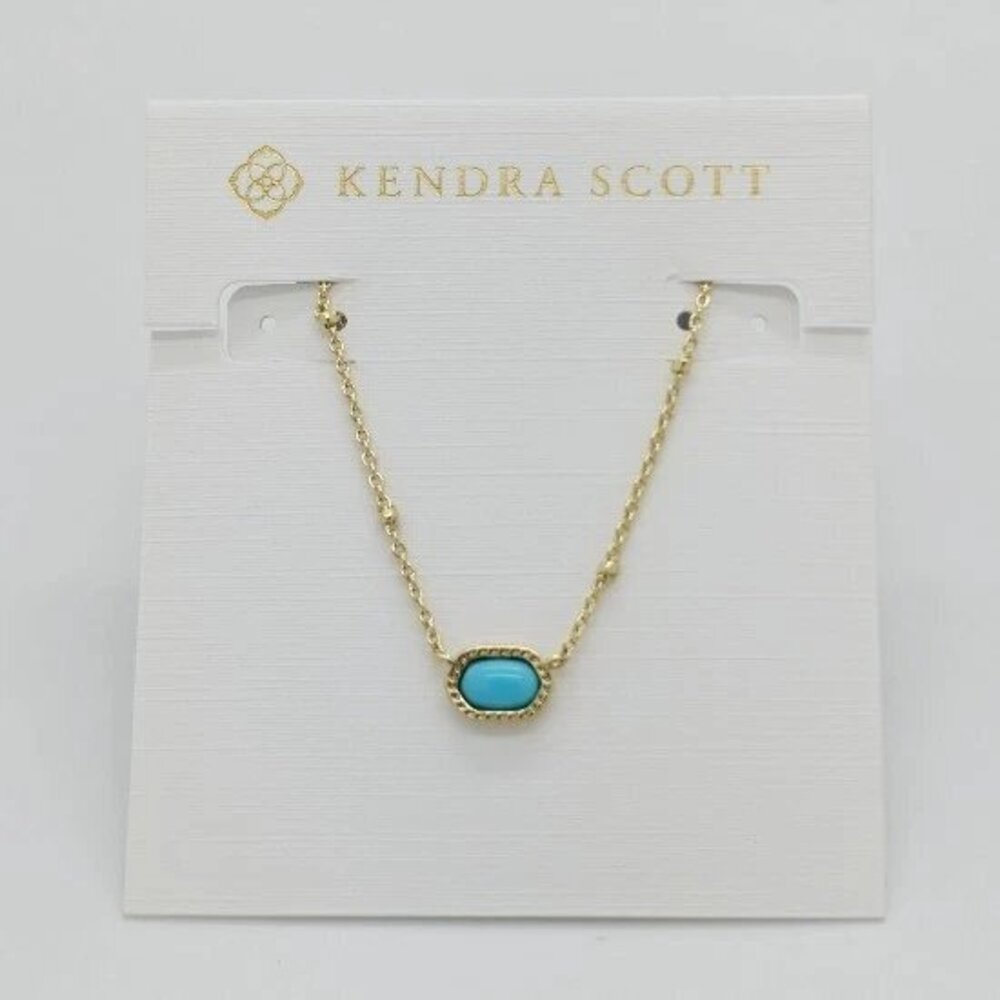 Kendra Scott Mini Elisa Gold Satellite Pendant Necklace in Turquoise
